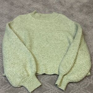 Mango Ribbed Knit Sweater - Soft Green